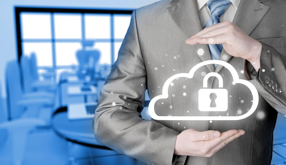 Protect cloud information data concept. Security and safety of cloud computing.
